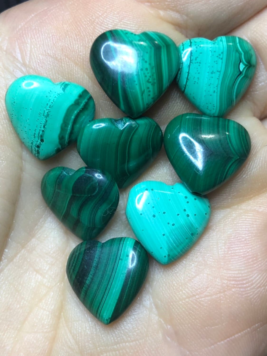 Malachite, Small, Hearts, holes, arts and craft, genuine crystal!!!