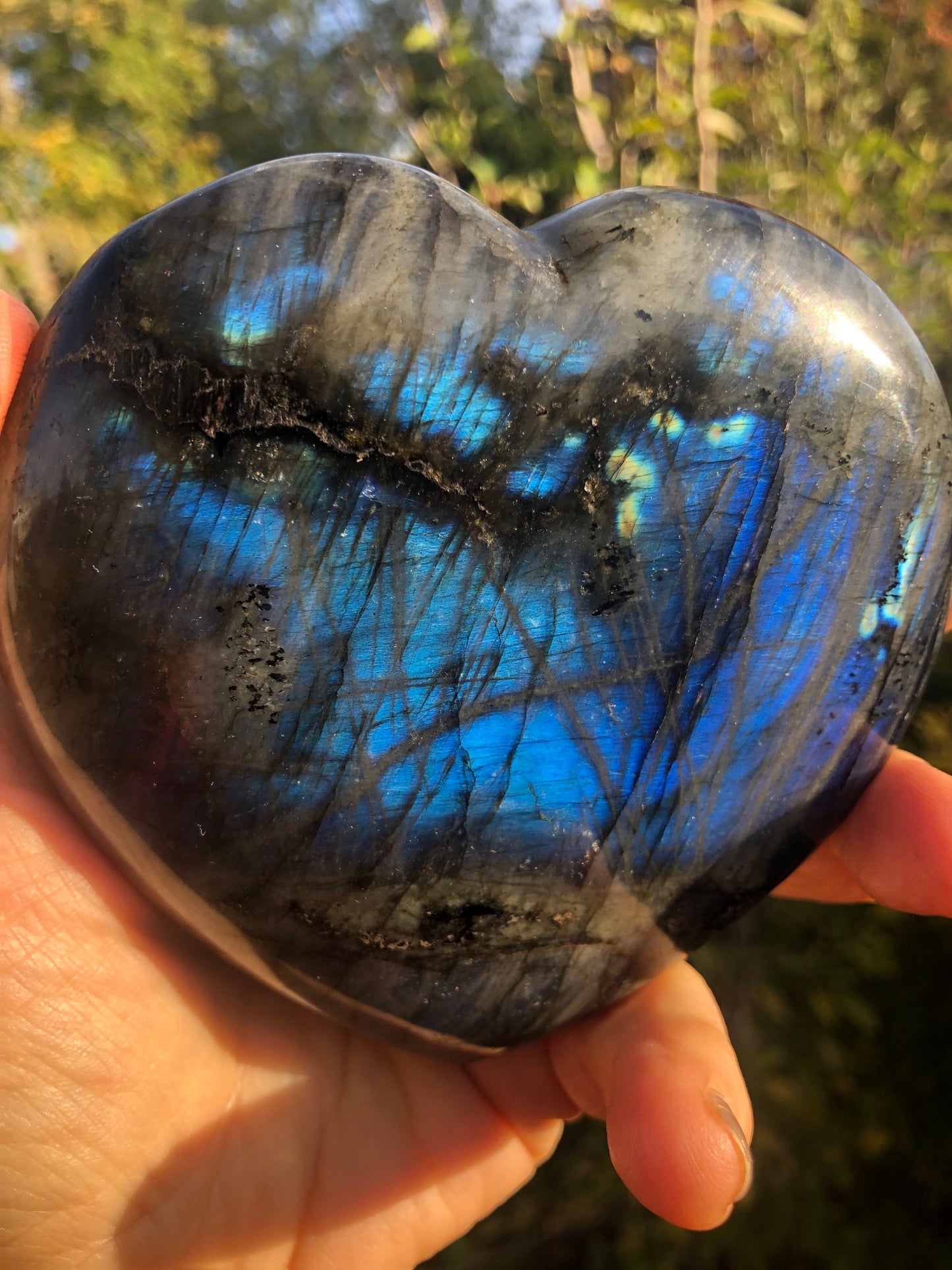 Stunning, electric, BLUE LABRADORITE, big, HEART!!!