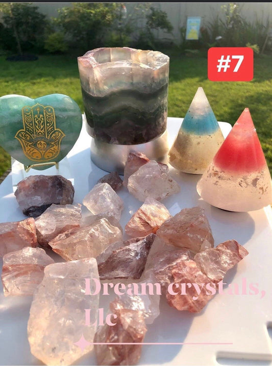 Affordable, bulk deal, big savings, rainbow fluorite, lamp, pyramids, green fluorite, Hassan, heart!!!