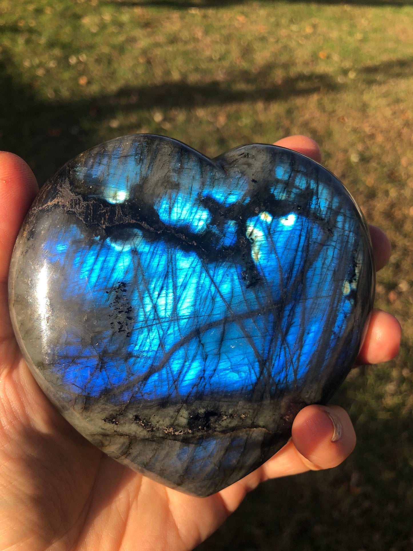 Stunning, electric, BLUE LABRADORITE, big, HEART!!!