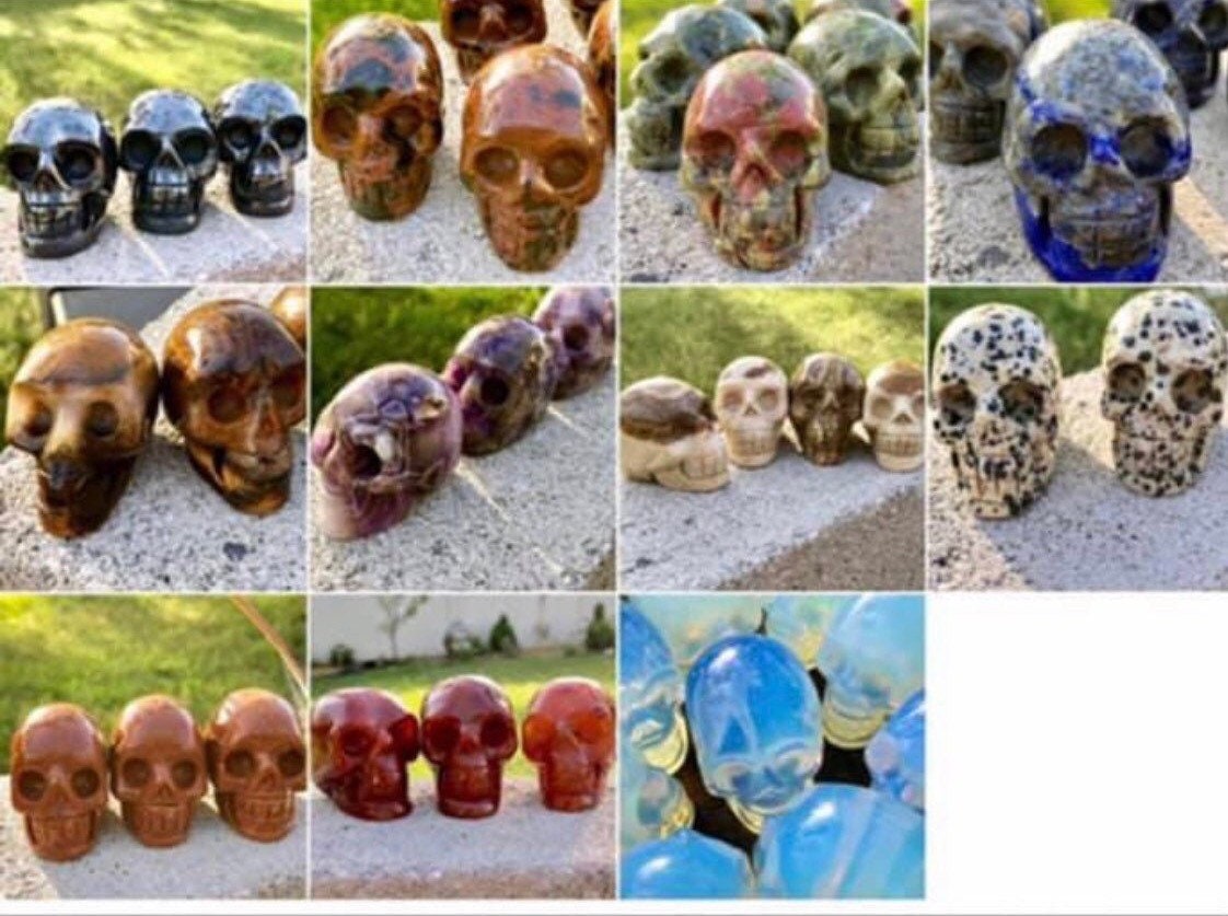 ©️2" Skull, natural crystals, High quality and beautiful patterns!