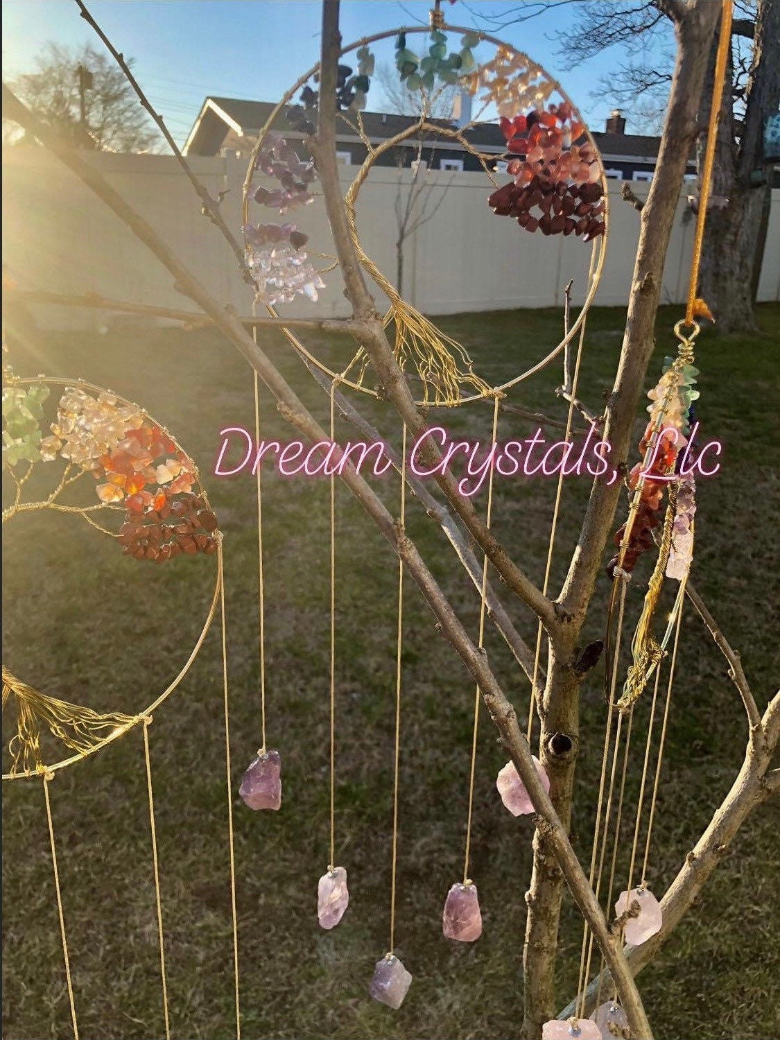 TREE OF LIFE, Dream catcher, citrine, amethyst, rose Quartz!!