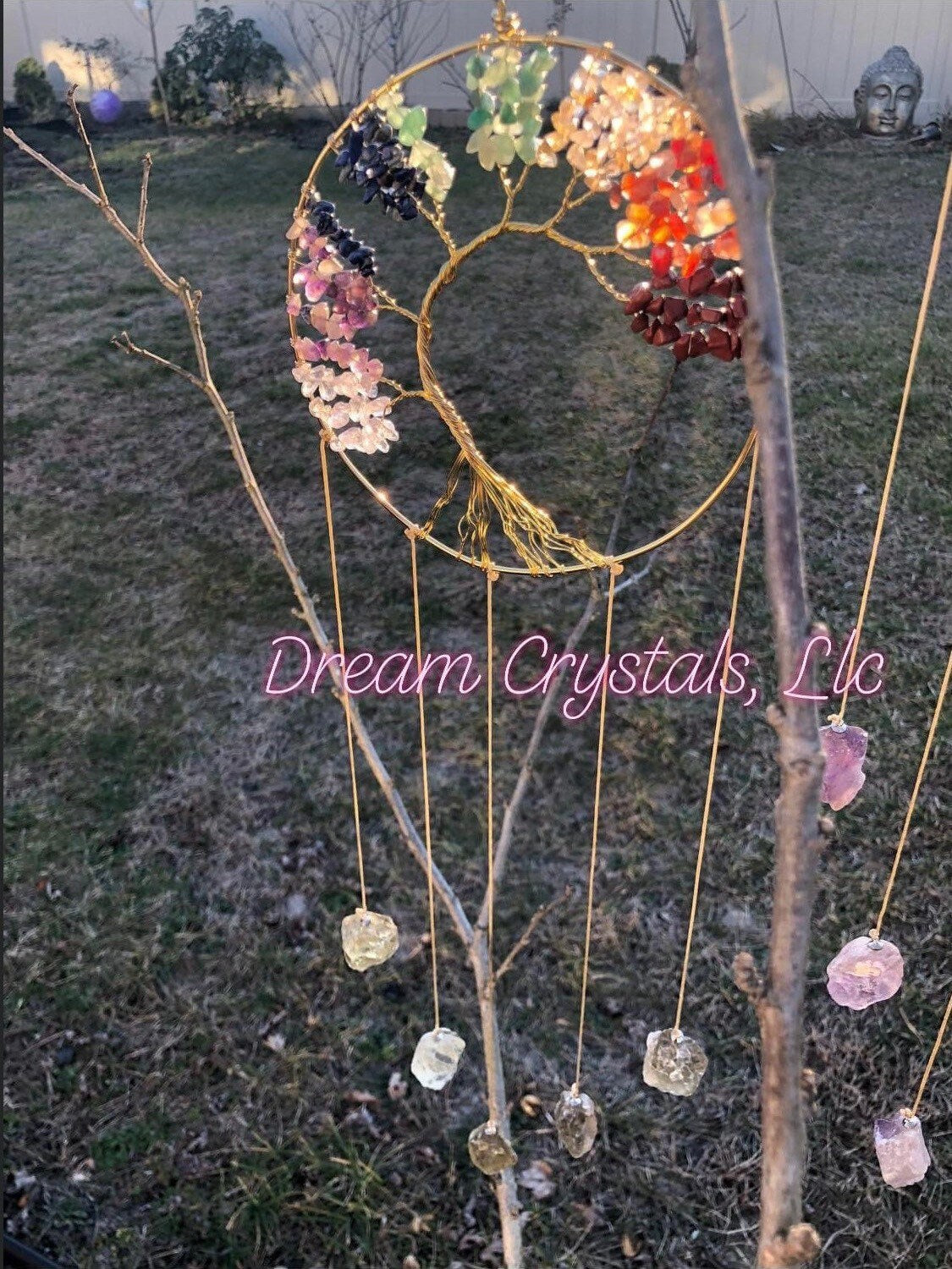 TREE OF LIFE, Dream catcher, citrine, amethyst, rose Quartz!!