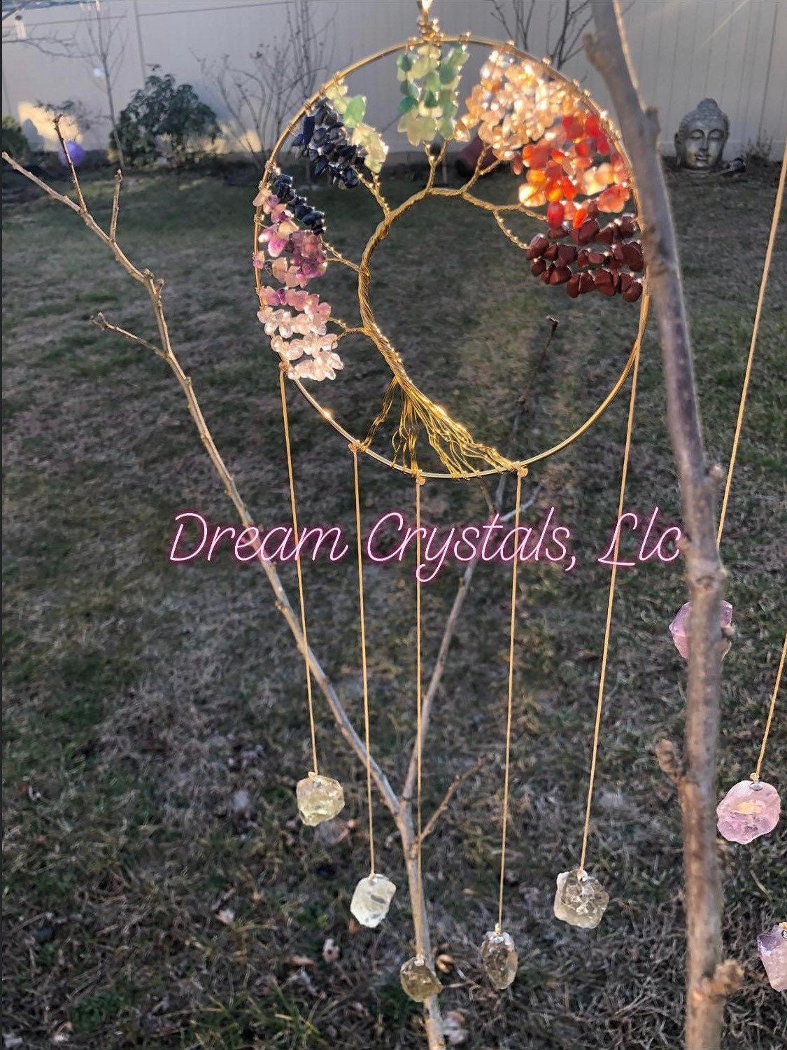 TREE OF LIFE, Dream catcher, citrine, amethyst, rose Quartz!!