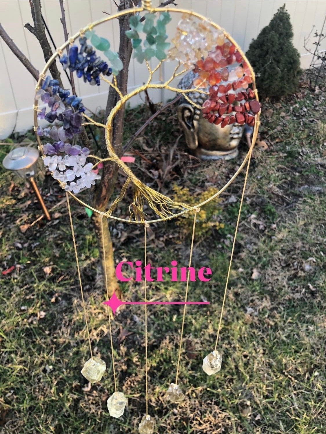TREE OF LIFE, Dream catcher, citrine, amethyst, rose Quartz!!