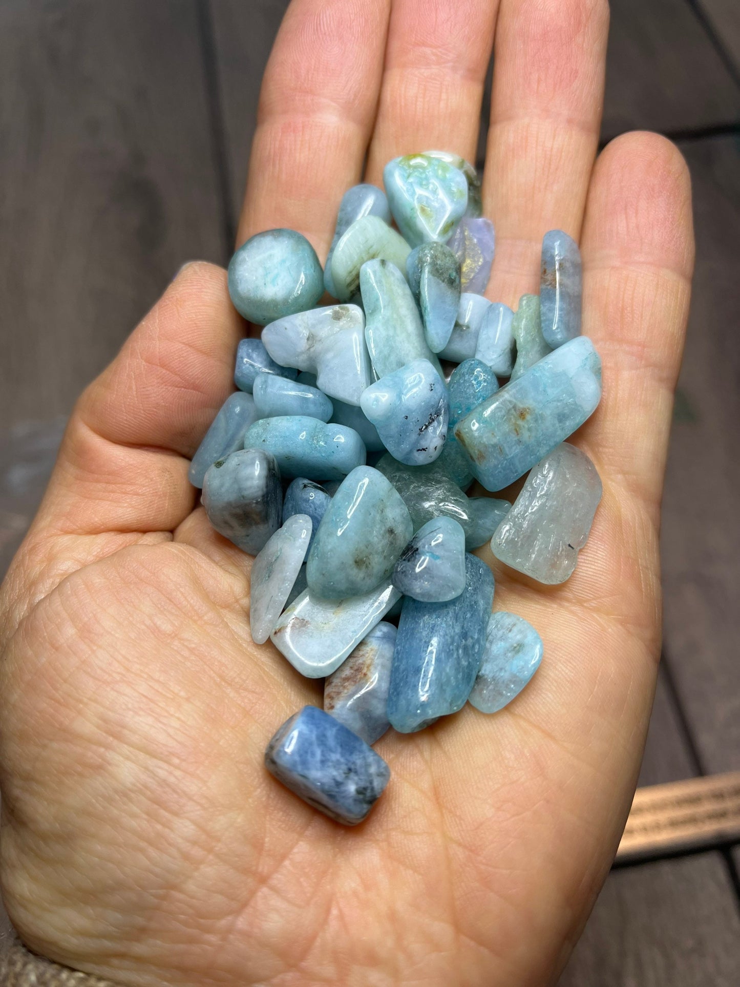 DEAL, five dollar, bag, AQUAMARINE CHIPS, crystal bag,super deal, affordable crystals, genuine!!!