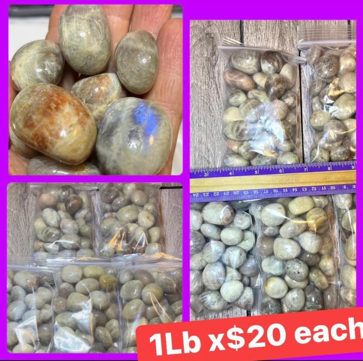 ✔️1lb bags!! PEACH MOONSTONE TUMBLES!! Buy more get low price!!