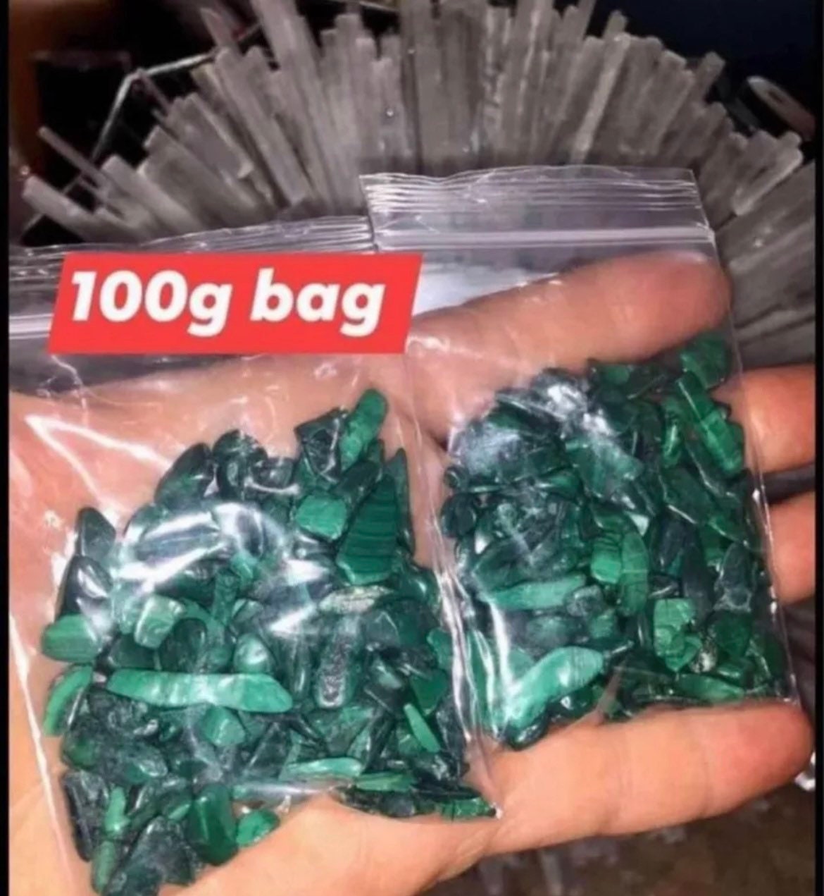 Beautiful MALACHITE CHIPS, assorted size!!