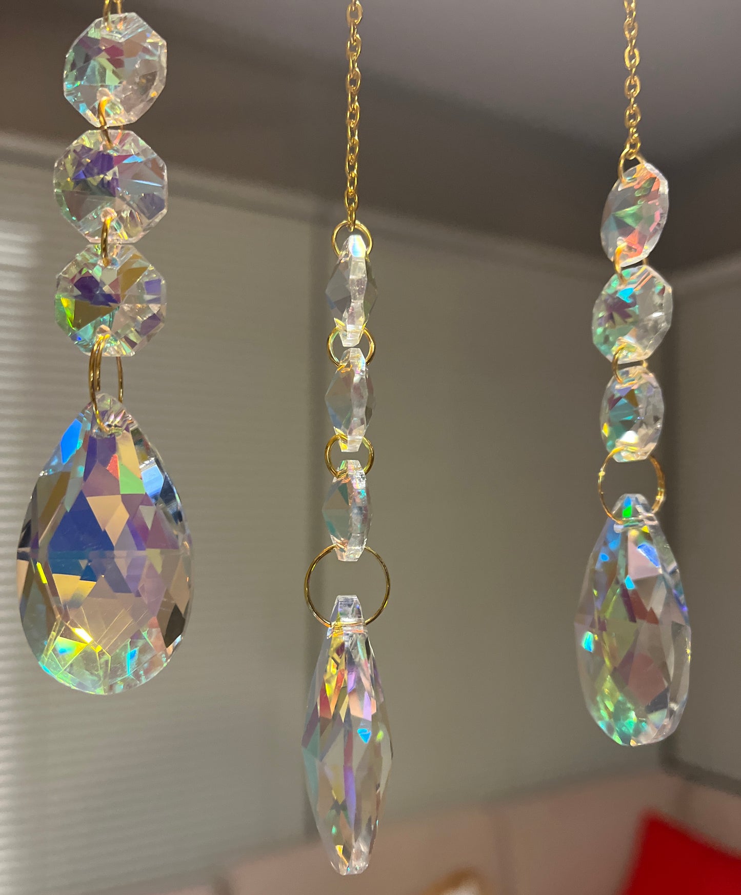 15 % off Gorgeous AQUAMARINE Half a Moon Crystal Suncatcher, Wind Chime Rainbow Sun Catcher For Home Garden Porch