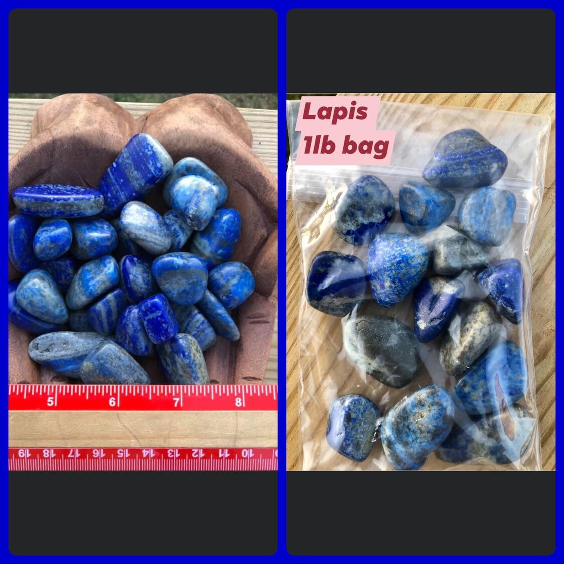 ©️1LB, bulk, Tumble, Assorted Stones, Lapis, strawberry quartz, rose quartz, angel aura chips, obsidian, mahogany, BAGS!!