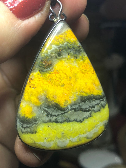SALE!! Bumblebee Jasper,  Puffy, Heart, japer heart, yellow patters, love symbol!
