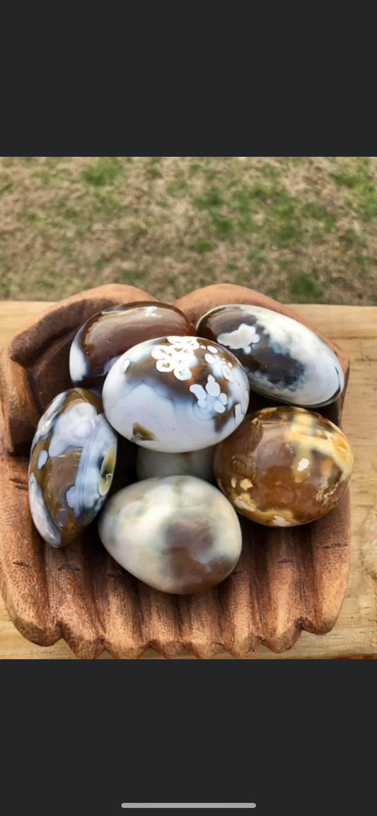 Flower jasper, palmstones, small, big, brown color, white color, patters!!!