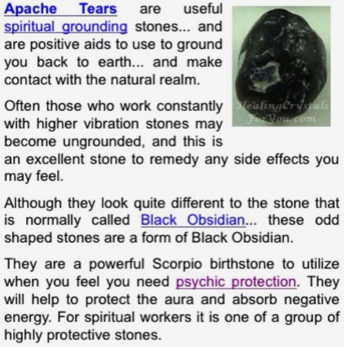 Apache tear, tumbles, grounding, natural crystals!!
