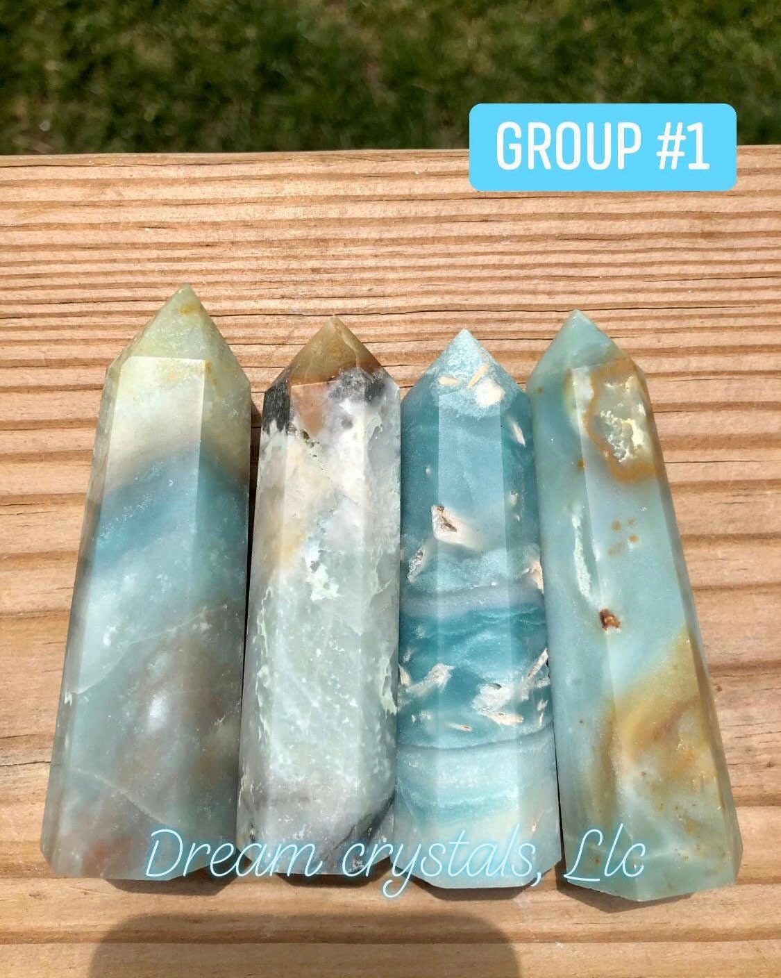 Calming,SKY BLUE,  CHALCEDONY, Points, Caribbean calcite, towers, randomly selected!!