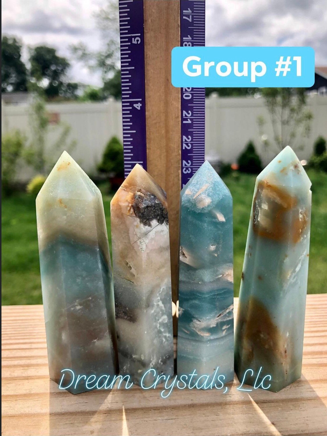 Calming,SKY BLUE,  CHALCEDONY, Points, Caribbean calcite, towers, randomly selected!!