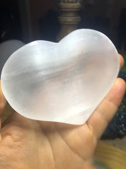 Selenite bowls, heart shaped, moon, self cleaning, protection, crystal bowls!!