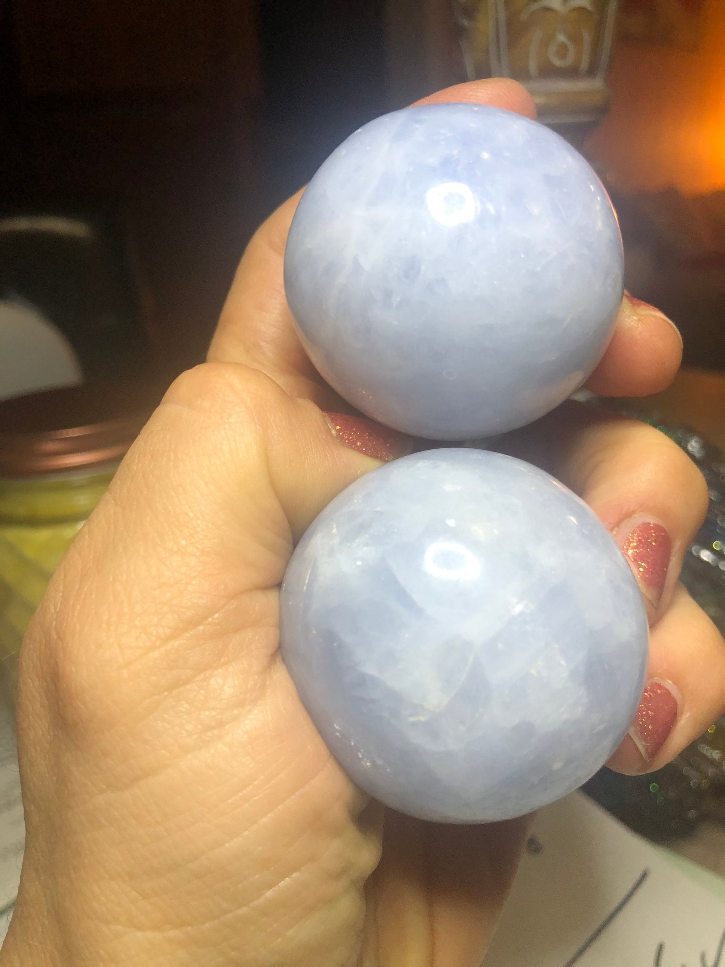 Calming, CELESTINE,  shinny, Spheres!!