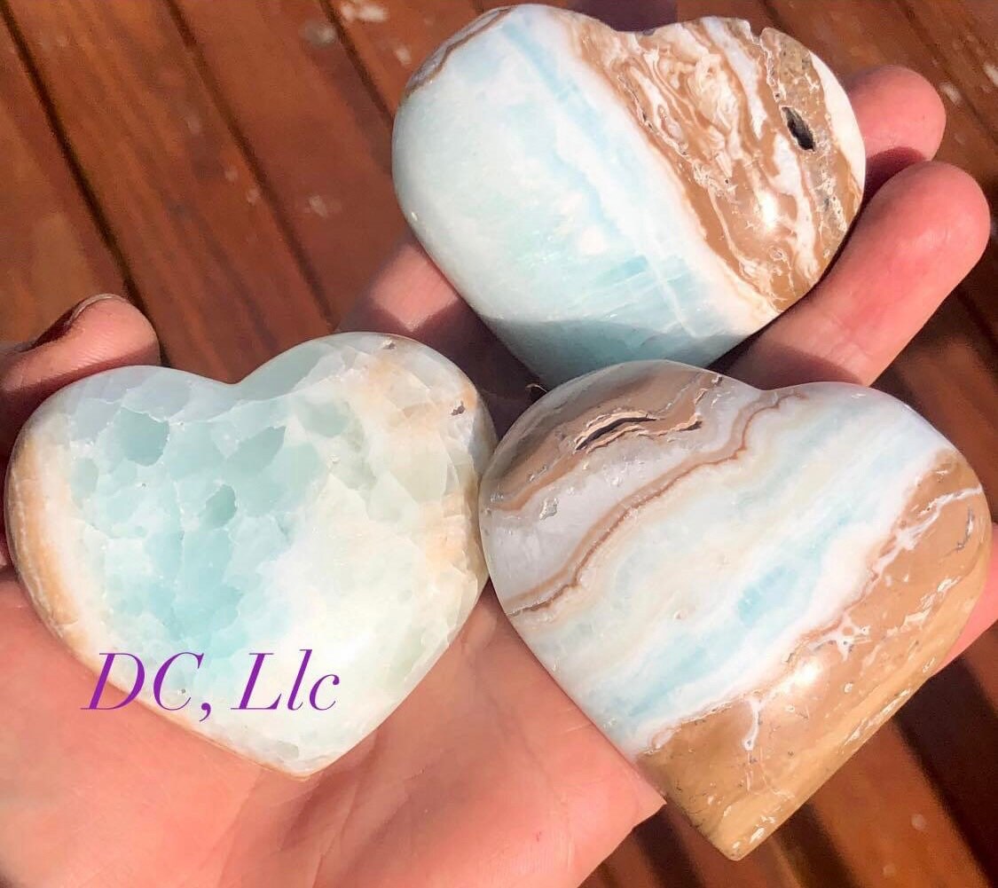 CARIBBEAN CALCITE,  puffy, HEARTS!!