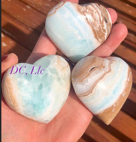 CARIBBEAN CALCITE,  puffy, HEARTS!!
