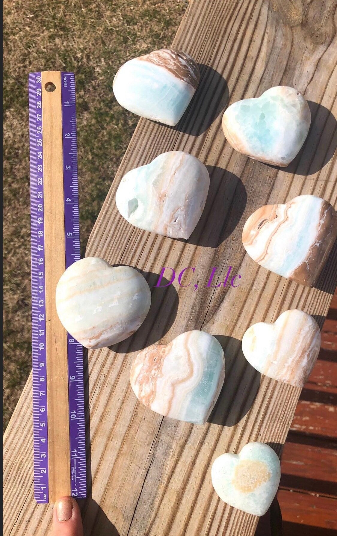 CARIBBEAN CALCITE,  puffy, HEARTS!!