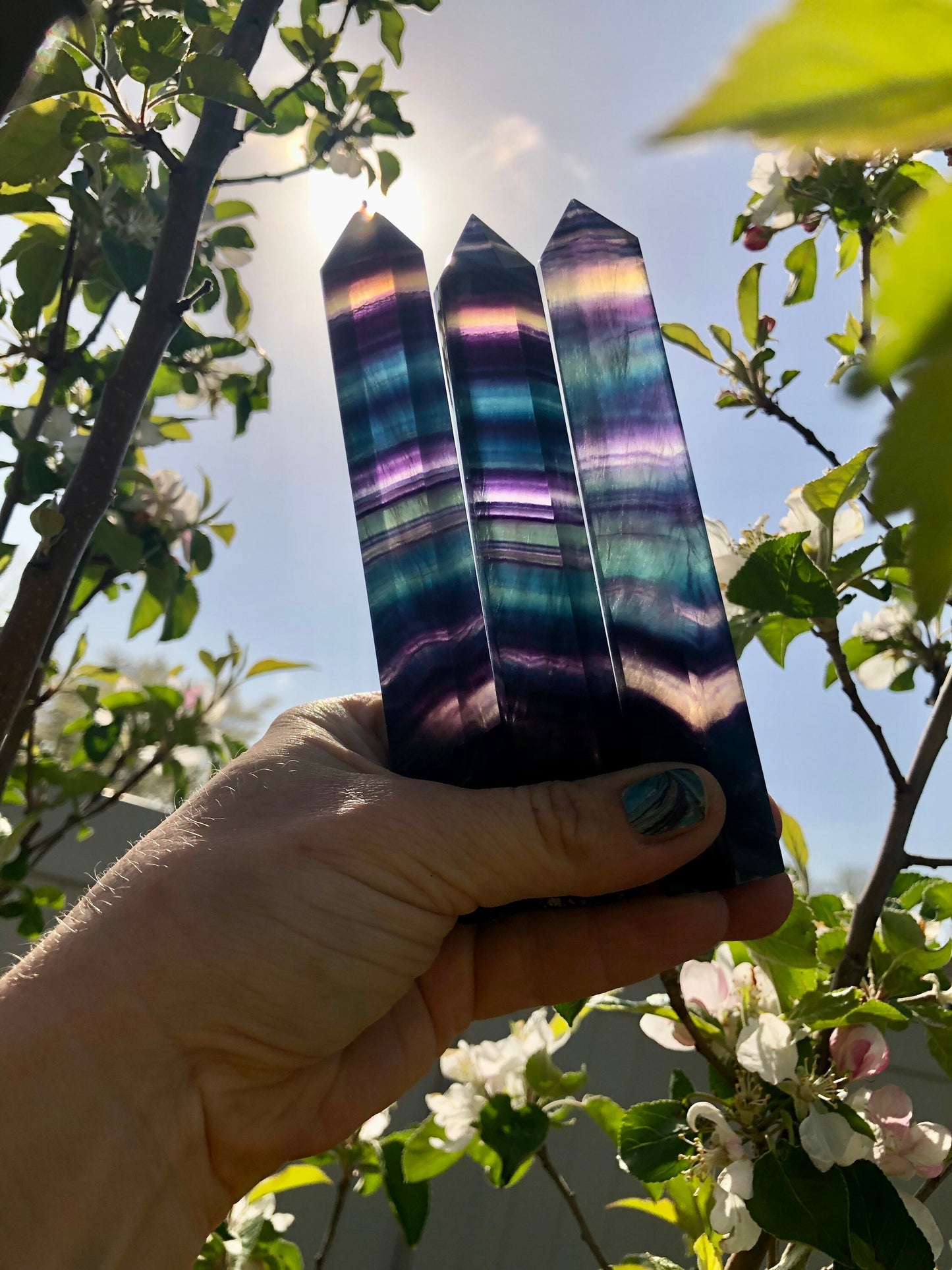 Big,RAINBOW FLUORITE, colorful, towers,multicolor!!
