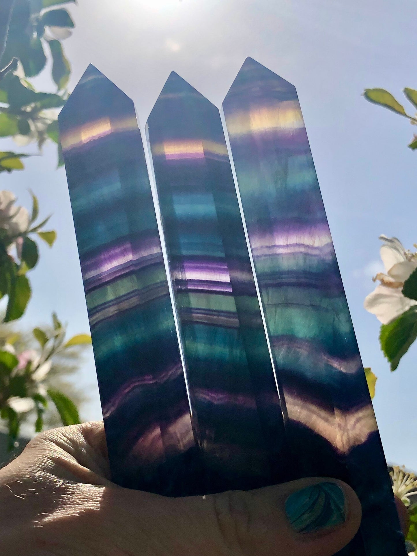 Big,RAINBOW FLUORITE, colorful, towers,multicolor!!