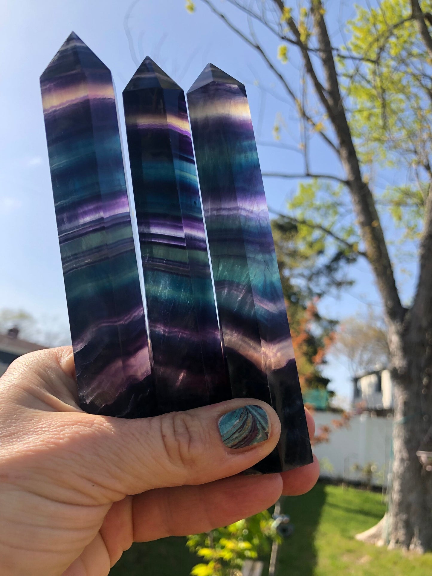 Big,RAINBOW FLUORITE, colorful, towers,multicolor!!