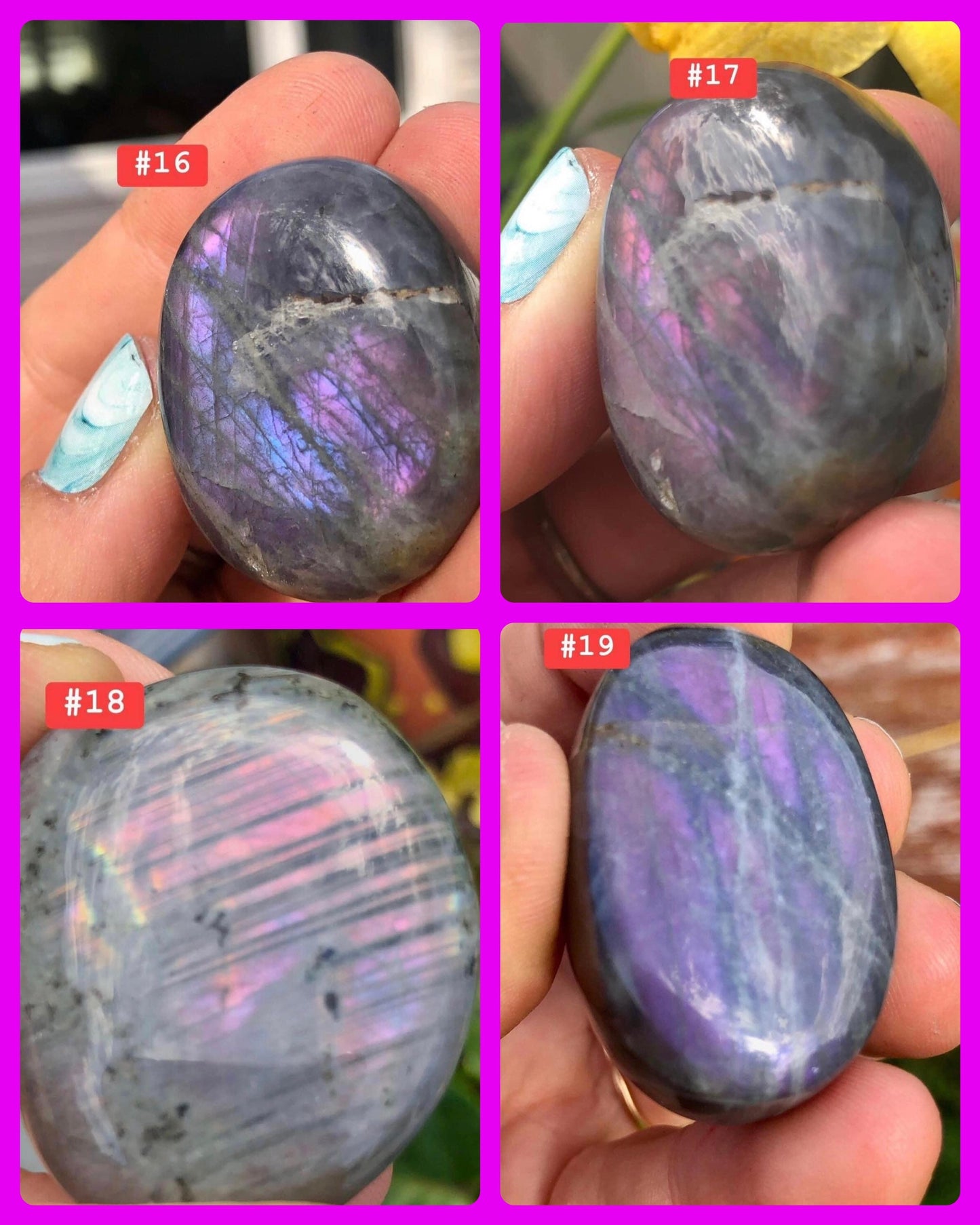 Affordable, PURPLE LABRADORITE, Palmstones, top quality!!