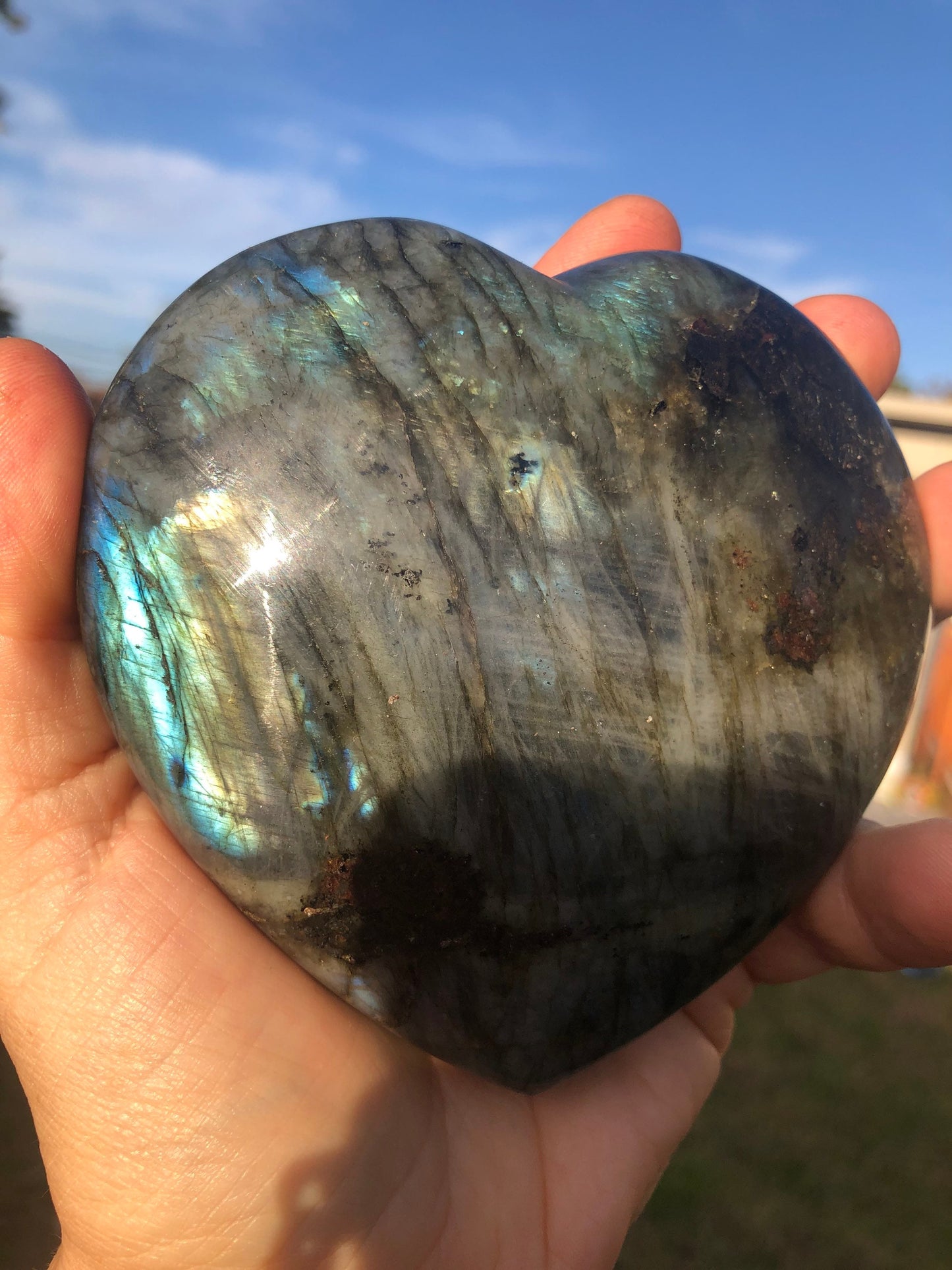Stunning, electric, BLUE LABRADORITE, big, HEART!!!