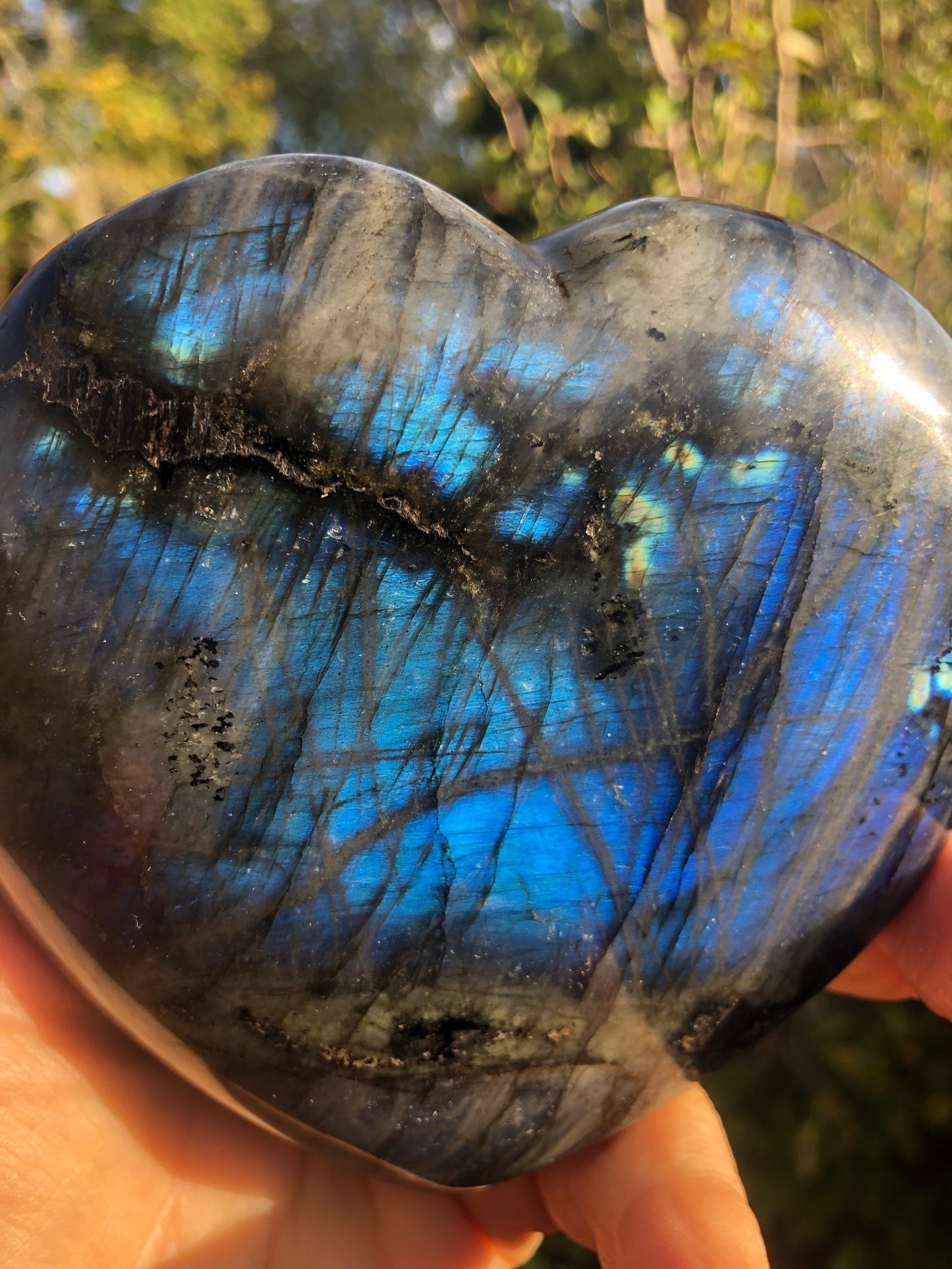 Stunning, electric, BLUE LABRADORITE, big, HEART!!!