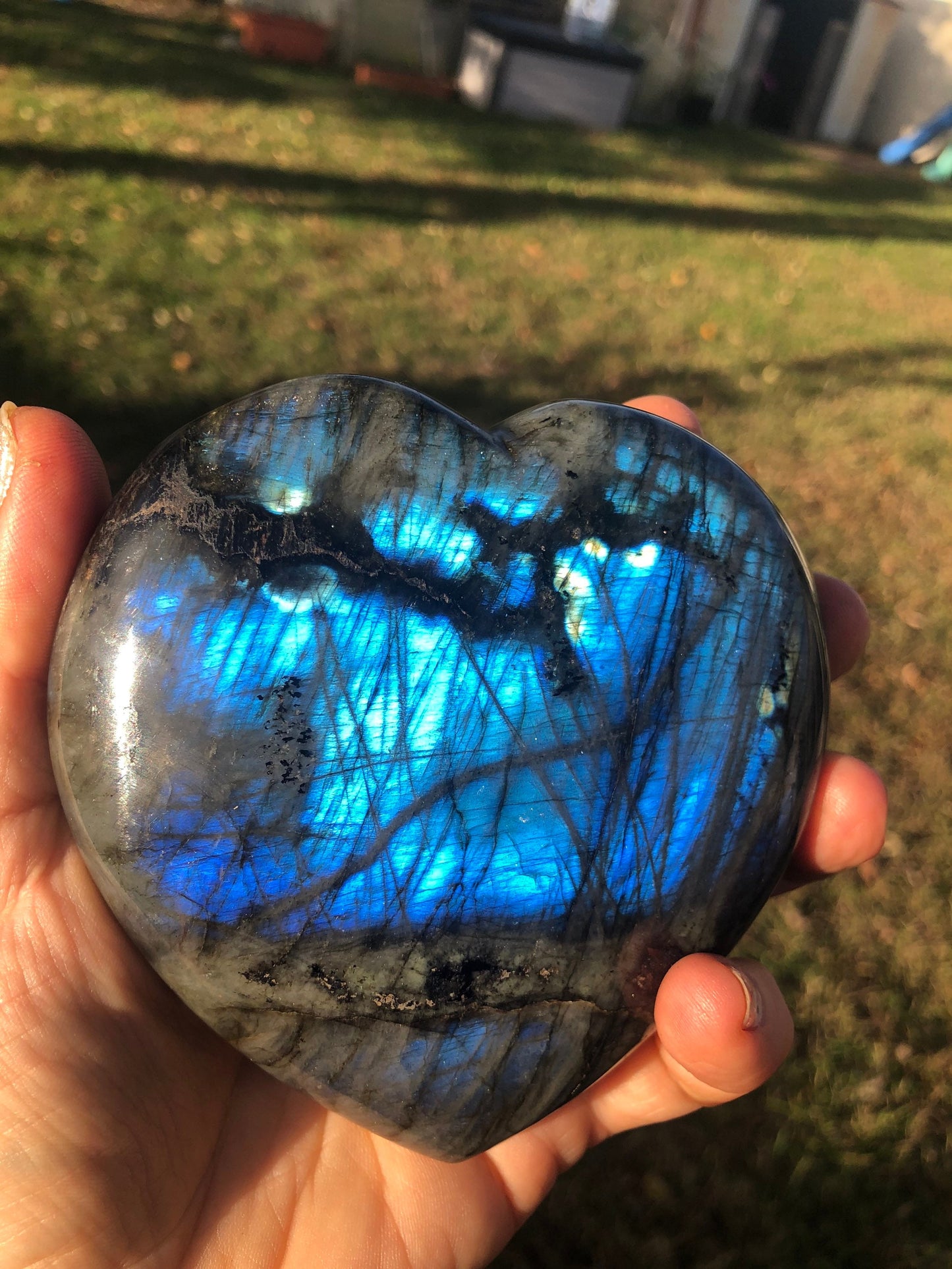 Stunning, electric, BLUE LABRADORITE, big, HEART!!!